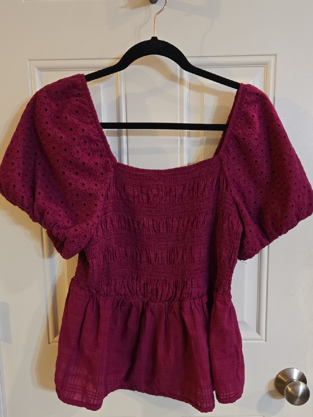 Maurices Deep Magenta Smocked Top